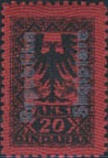 Coat of Arms with Red Wavy Lines, overprinted in white