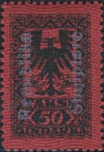 Coat of Arms with Red Wavy Lines, overprinted in white