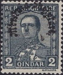 King Zog I of Albania overprinted in black