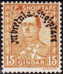 King Zog I of Albania overprinted in black