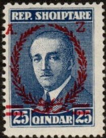 ‭President Ahmed Zogu overprint and surcharge in red