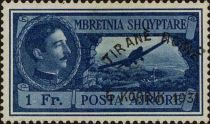 King Zog and Airplane over Tirana, overprinted