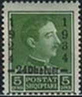 King Zog I of Albania overprinted in black