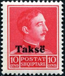 King Zog I of Albania, overprinted