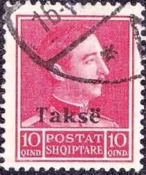 King Zog I of Albania, overprinted