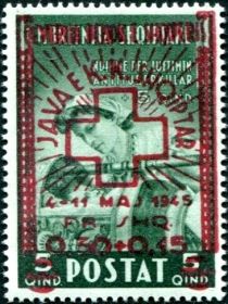 Nurse and child, overprinted in carmine