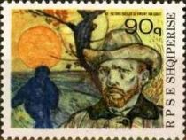 Self portrait and The Sower with Setting Sun, by Van Gogh