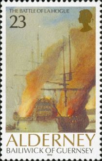 Two French Warships on Fire