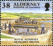 Royal Alderney Artillary Militia loading Cannon