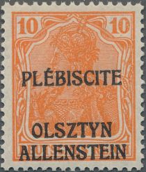 "Germania" overprinted OLSZTYN-ALLENSTEIN