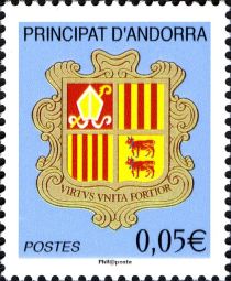 Coat of arms of Andorra,Inscript“Postes“