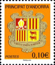 Coat of arms of Andorra,Inscript“Postes“