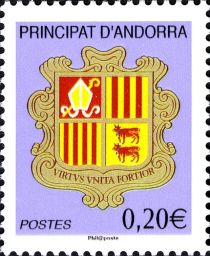 Coat of arms of Andorra,Inscript“Postes“