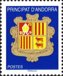 Coat of arms of Andorra,Inscript“Postes“