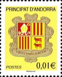 Coat of arms of Andorra,Inscript“Postes“