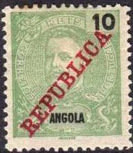 King Carlos I overprinted "REPUBLICA"