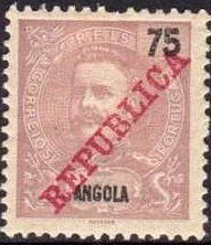 King Carlos I overprinted "REPUBLICA"