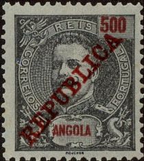 King Carlos I overprinted "REPUBLICA"