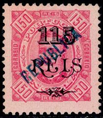 King Carlos I - local overprint "REPUBLICA" and surcharged