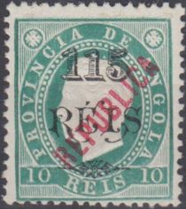 D. Luis I, local overprint "REPUBLICA"