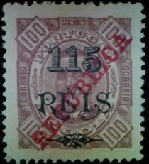 King Carlos I - local overprint "REPUBLICA" and surcharged