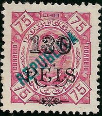 King Carlos I - local overprint "REPUBLICA" and surcharged