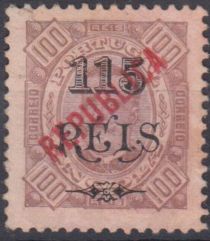 King Carlos I - local overprint "REPUBLICA" and surcharged