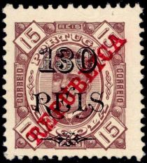 King Carlos I - overprinted "REPUBLICA" and surcharged