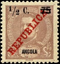 King Carlos I - overprinted "REPUBLICA" and surcharged