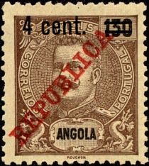 King Carlos I - overprinted "REPUBLICA" and surcharged