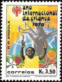 Child, flowers, globe, IYC emblem