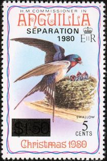 Barn Swallow (Hirundo rustica) - Overprinted and Surcharged