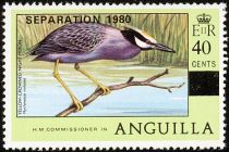 Yellow-crowned Night Heron - Overprinted and Surcharged