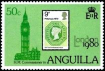 Palace of Westminster and GB 1970 9d "Philympia" Stamp