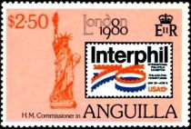 Statue of Liberty and US 1976 13c "Interphil" Stamp