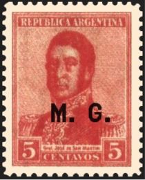 Josè Francisco de San Martin, ovpt. “M.G.”