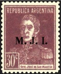 José Francisco de San Martín (1778-1850), ovpt. " M.J.I."