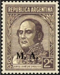 Justo José de Urquiza (1801-1870), ovpt. “M.A.”