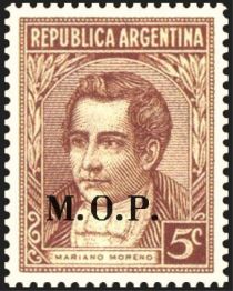 Mariano Moreno (1778-1811), ovpt. “M.O.P.”