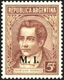 Mariano Moreno (1778-1811) (overprint "M.I.")