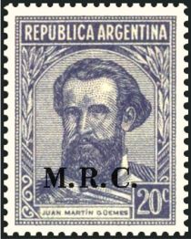 Martín Miguel Juan de Güemes (1785-1821), ovpt. “M.R.C.”