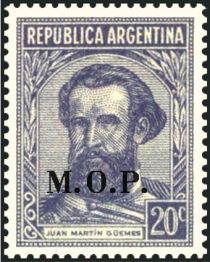 Martín Miguel Juan de Güemes (1785-1821), ovpt. “M.O.P.”