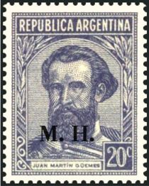 Martín Miguel Juan de Güemes (1785-1821), ovpt. “M.H.”