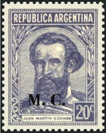 Martín Miguel Juan de Güemes (1785-1821), ovpt. “M.G.”