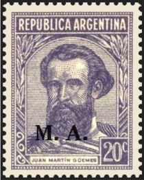 Martín Miguel Juan de Güemes (1785-1821), ovpt. “M.A.”