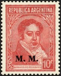 Bernardino Rivadavia (1780-1845), ovpt. “M.M.”