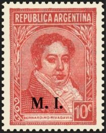 Bernardino Rivadavia (1780-1845), ovpt. “M.I.”