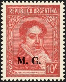 Bernardino Rivadavia (1780-1845), ovpt. “M.G.”