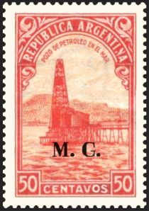 Oil well, ovpt. “M.G.”