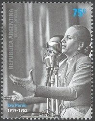 Eva Perón at microphone